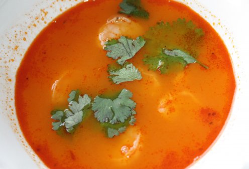 Рыбные супы - томатный суп с креветками