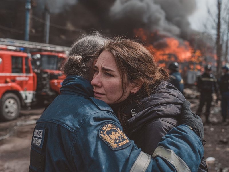 Полицейский вытащил женщину из огня