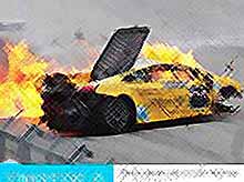 На чемпионате Lamborghini в Чехии, один из автомобилей попал в аварию и загорелся